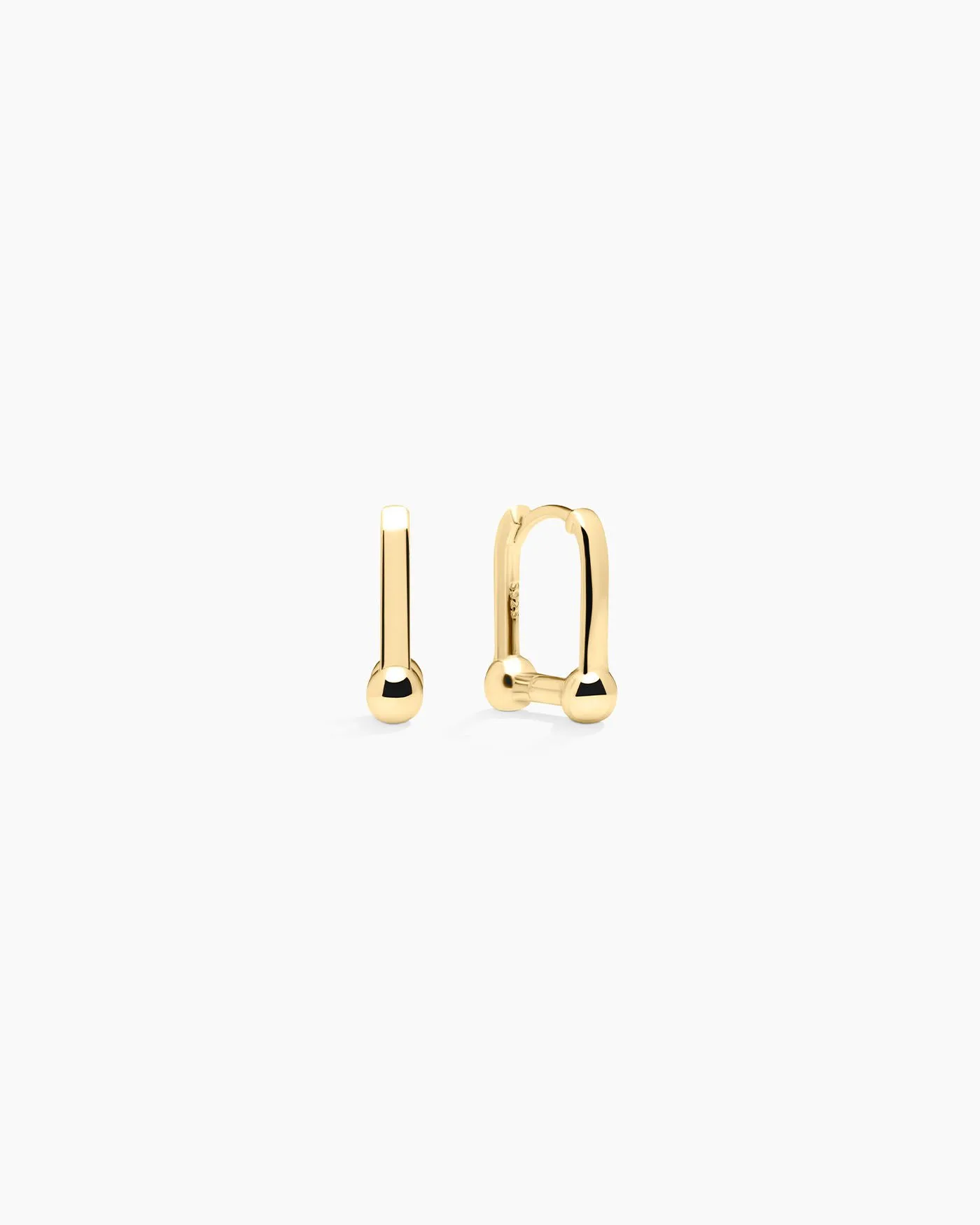 ØYRE 925 Gümüş Altın Kaplama Oval Huggie Stirrup Zincir Küpe